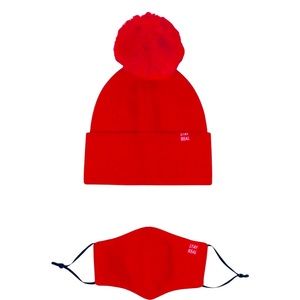Matching Knit Face Mask Pom Beani…
